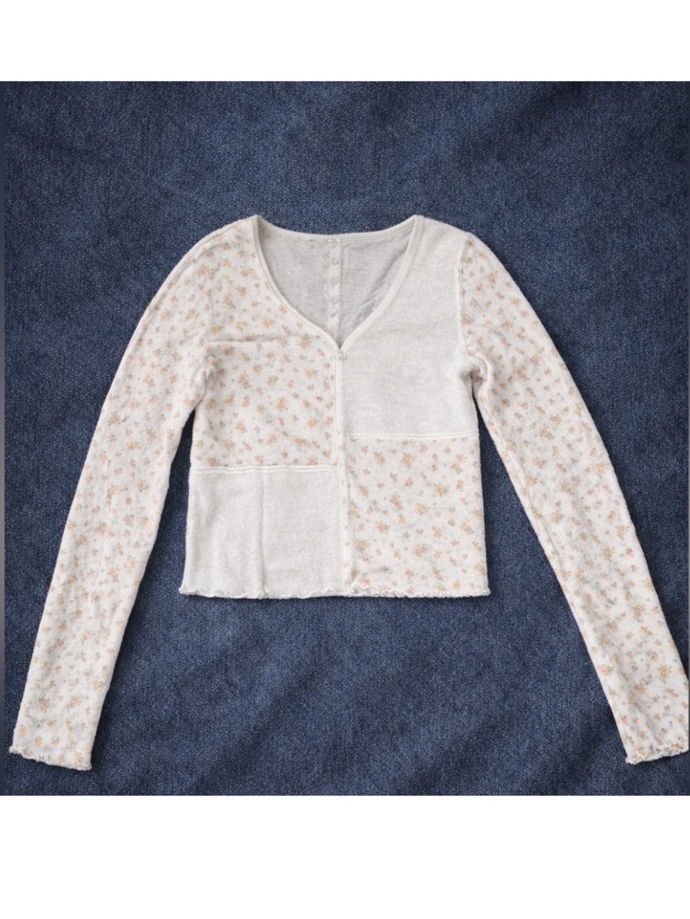 Patchwork Floral Thermal Y2K Coquette Baby Tee Long Sleeve American Eagle Medium